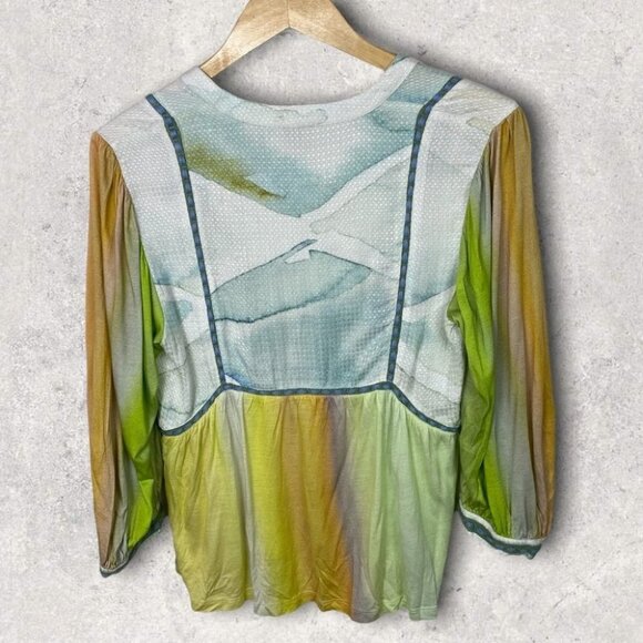 Anthropologie Blank London Tie Dye Peasant Peplum Blouse Size Small Boho Bl-Nk S - Picture 4 of 12